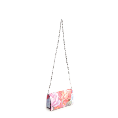 Bettina Clutch Peonies Printed Chiné Fabric Multicolor