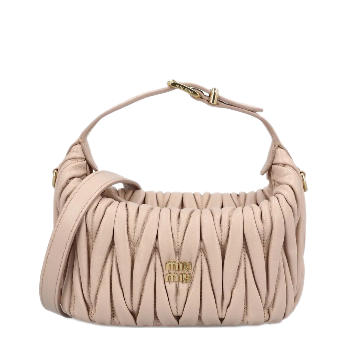 Matelassé Nappa Leather Pouch - Cipria