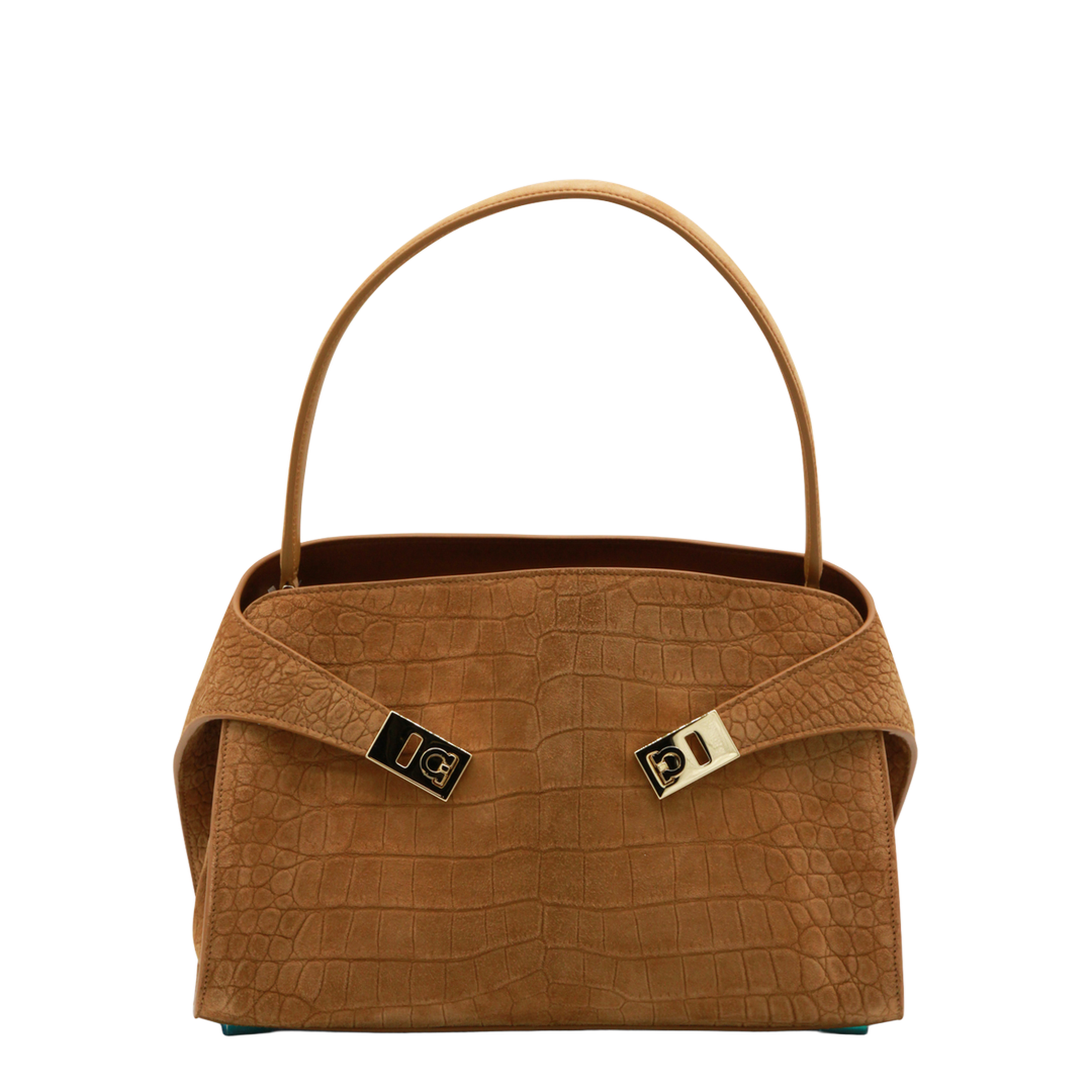 Croc Small Leather Shoulder Bag - Brown