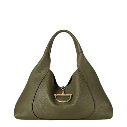 Softbit Maxi Shoulder Bag in Forest Green Leather