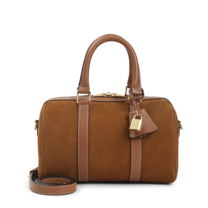 Medium Boston Nubuck Calfskin Handbag Brown