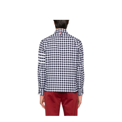 MAYFEYR - Thom Browne - Utility Shirt With Patch Pocket In 4 Bar Gingham Check Flannel - MWL417AF0945415