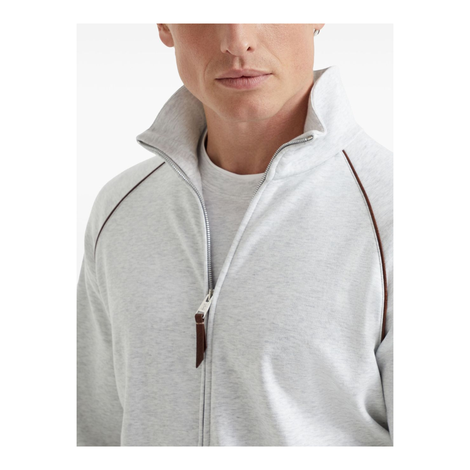 Zipped Cotton Sweatshirt - Grey