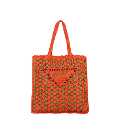 Two-tone Raffia Shopping Bag