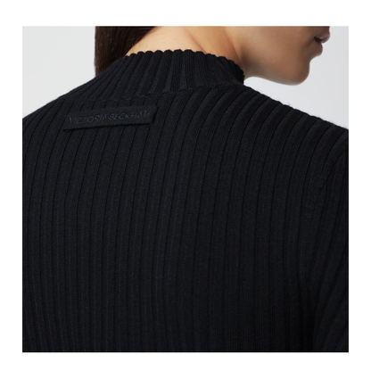 MAYFEYR - Victoria Beckham - Georgia Ribbed Sweater In Black Merino Wool - 1425KTP006804AWOBLK