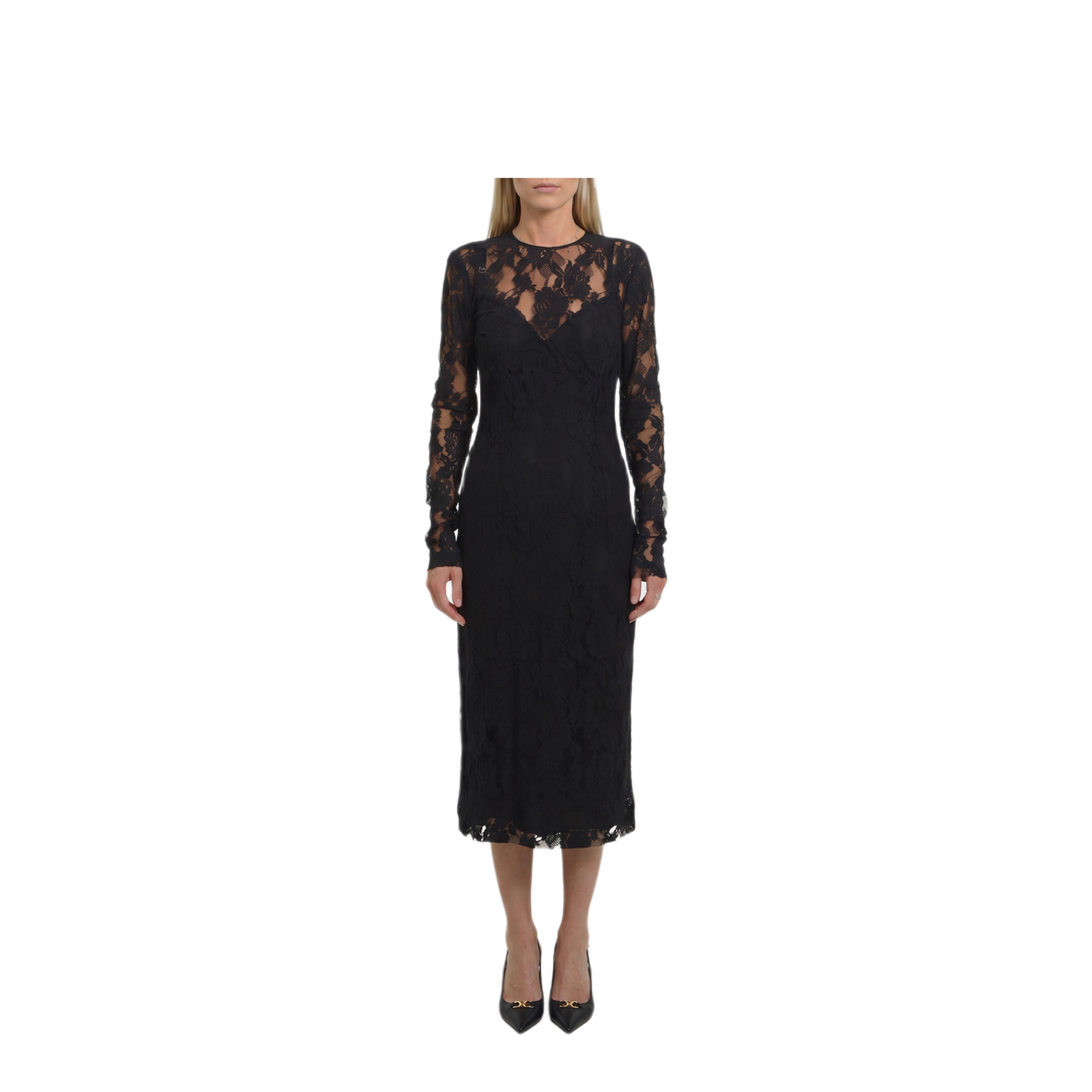 Dolce & Gabbana Black Midi Lace Dress – MAYFEYR