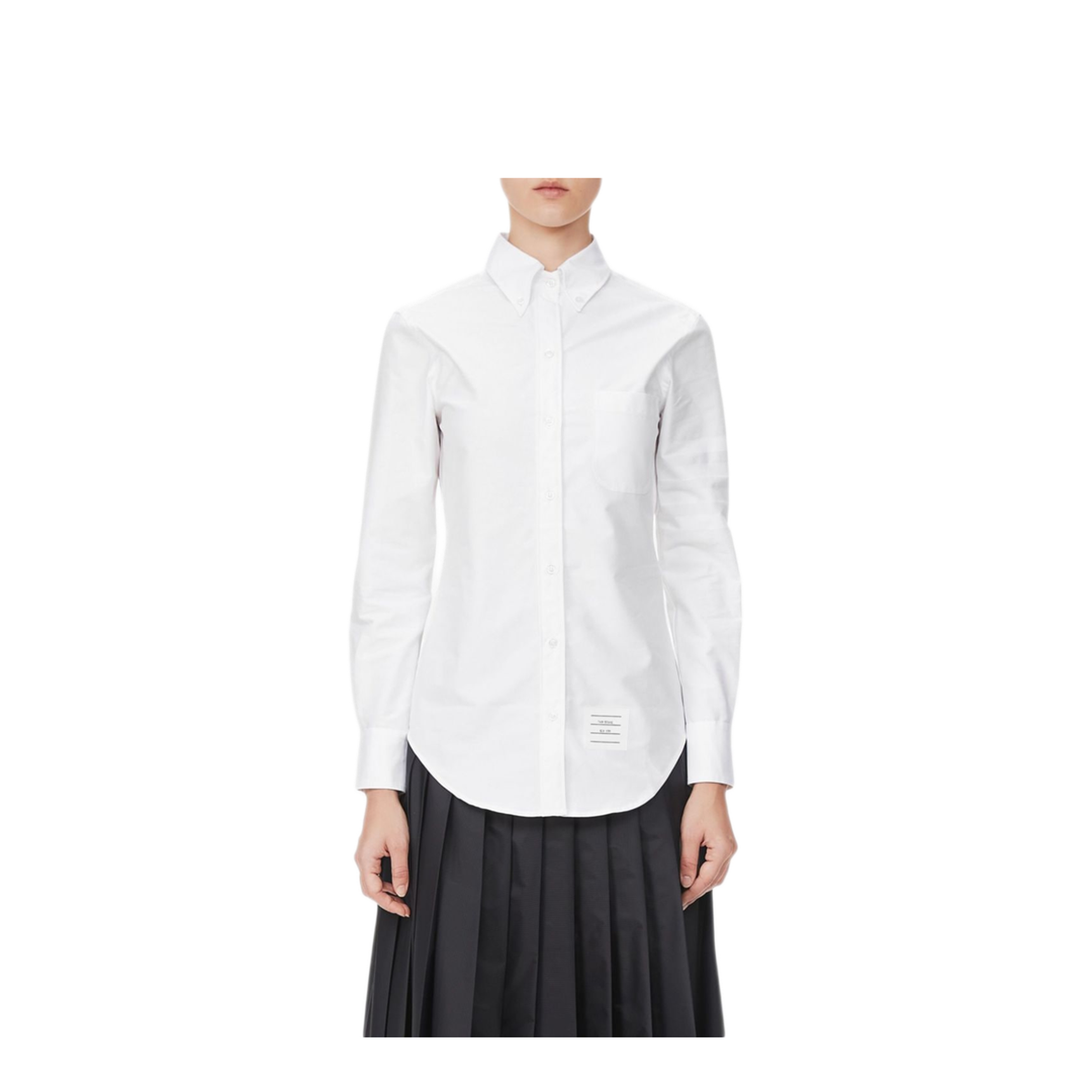 MAYFEYR - Thom Browne - Classic Point Collar Shirt With Engineered Satin Weave 4 Bar In Oxford - FLL005A06496100