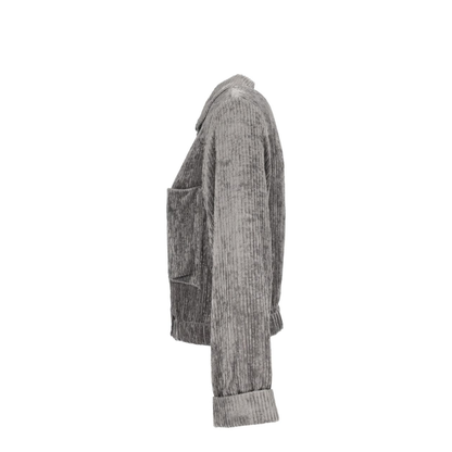 MAYFEYR - Emporio Armani - Grey Corduroy Effect Button Up Coat - EW004840TE21438F8189