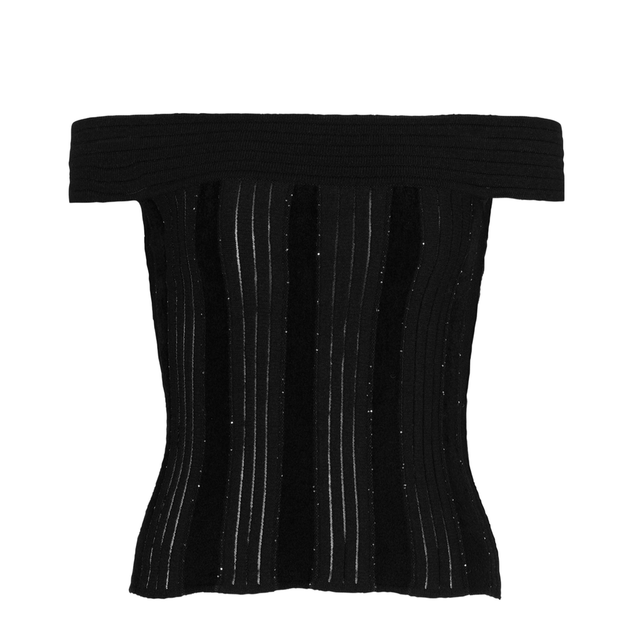 Off Shoulder Glitter Knited Top Black