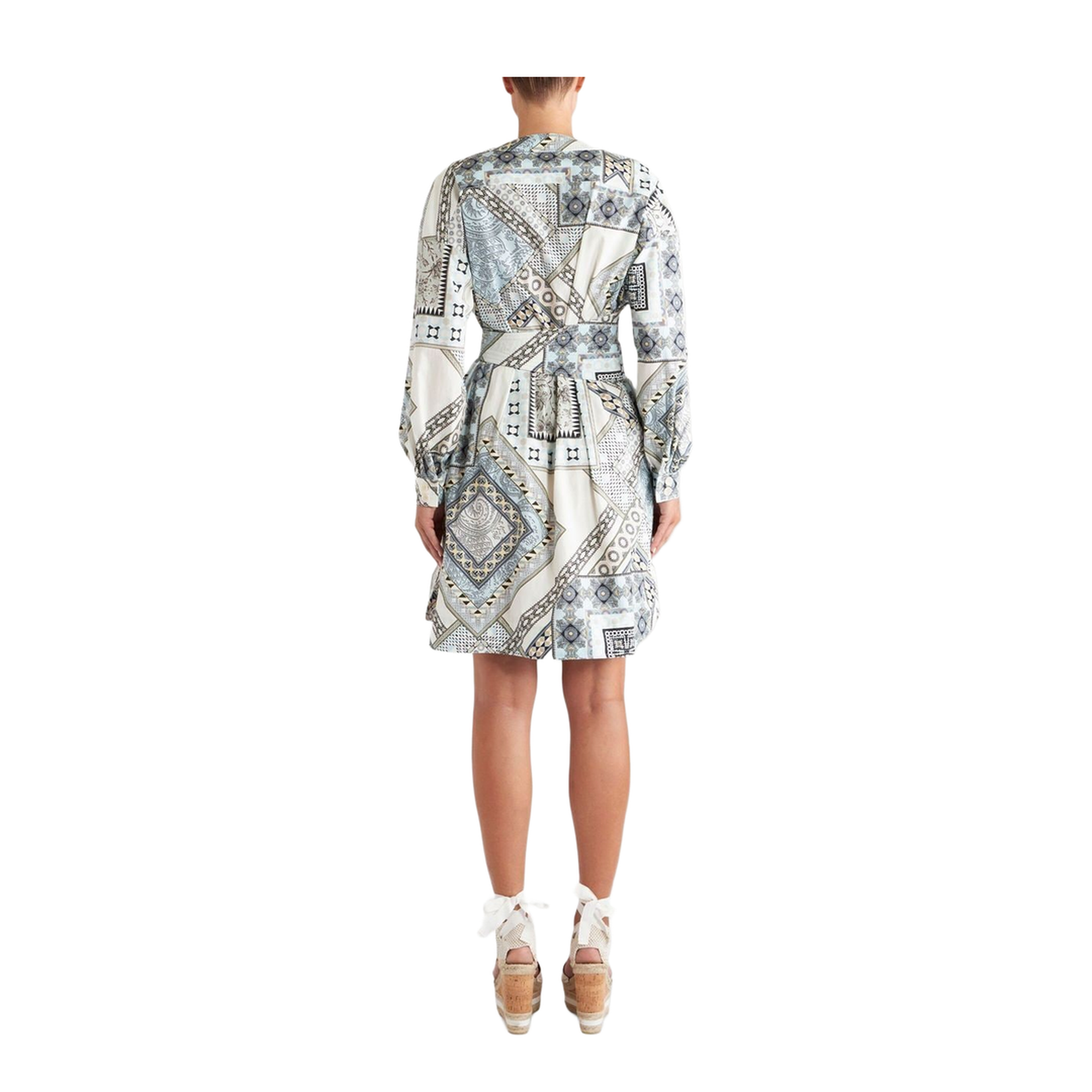 Mix-Print Belted Dress