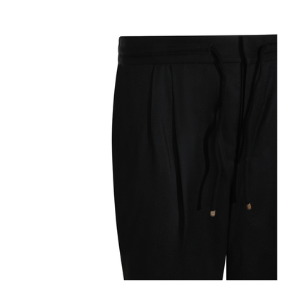 Leisure fit trousers in virgin wool flannel with drawstring and double darts