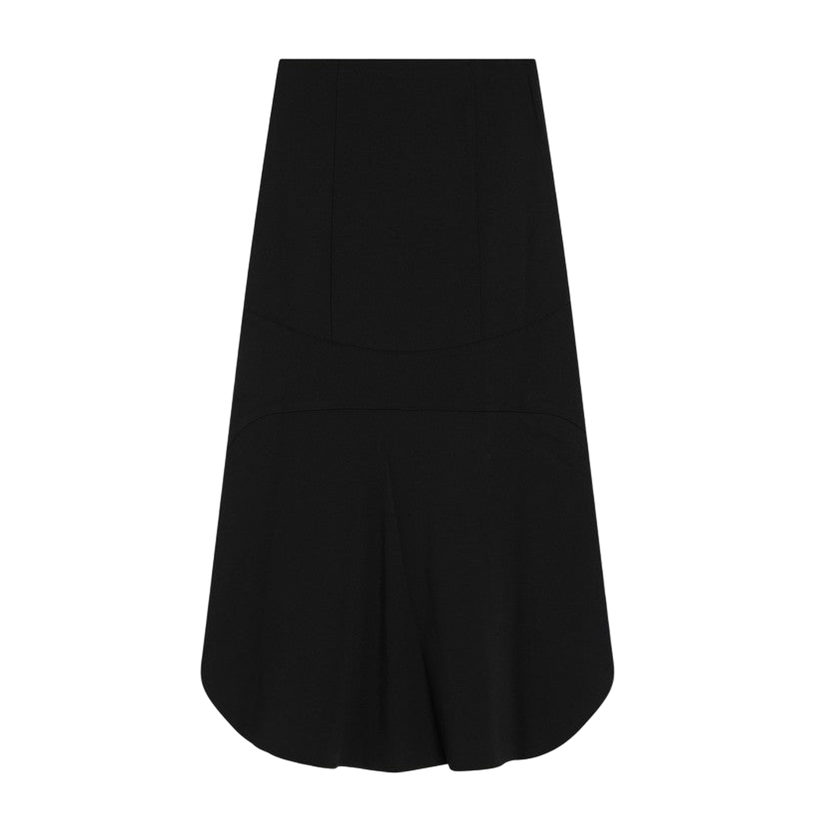 Black Milan Stitch Midi Skirt with Buttons