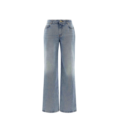 Straight-Leg Faded Denim Jeans