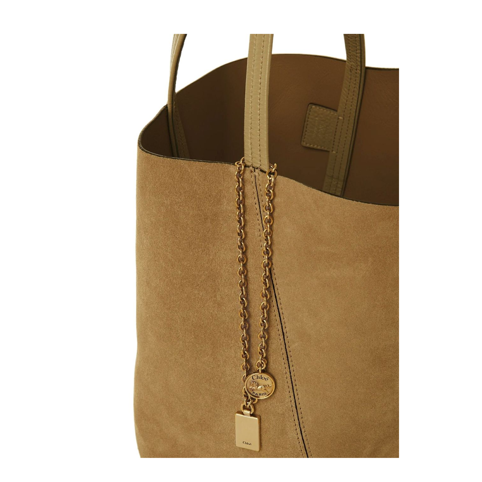 Chloé 'spin' beige shoulder bag with chain-link detail ...