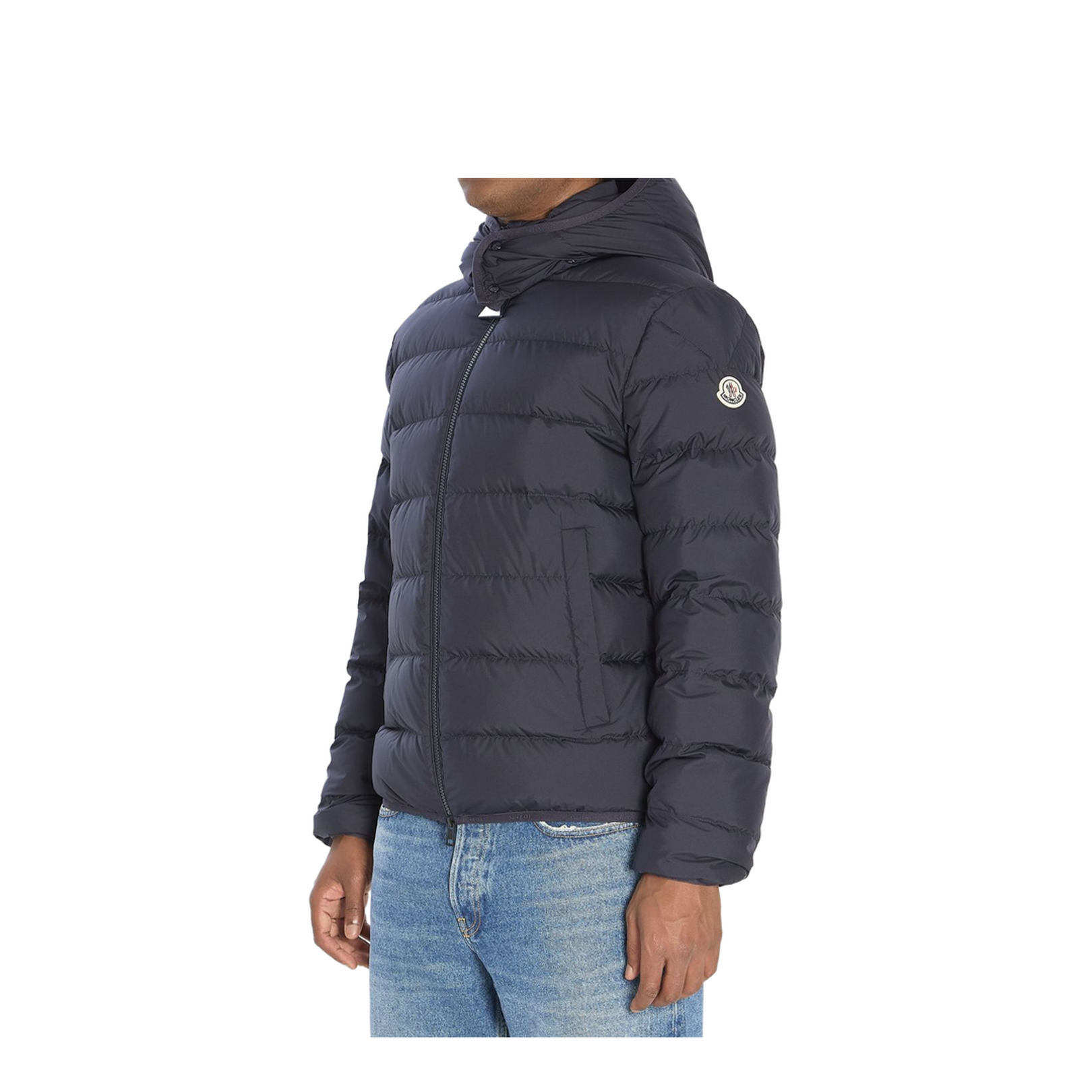 Navy Blue Hooded Short Down Jacket