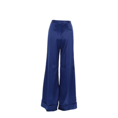 MAYFEYR - Self Portrait - Wide Leg Trousers In Satin - SP17127BBLUE