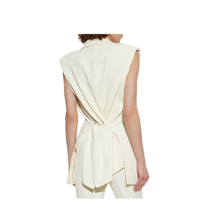 Vest with decorative draping at the back