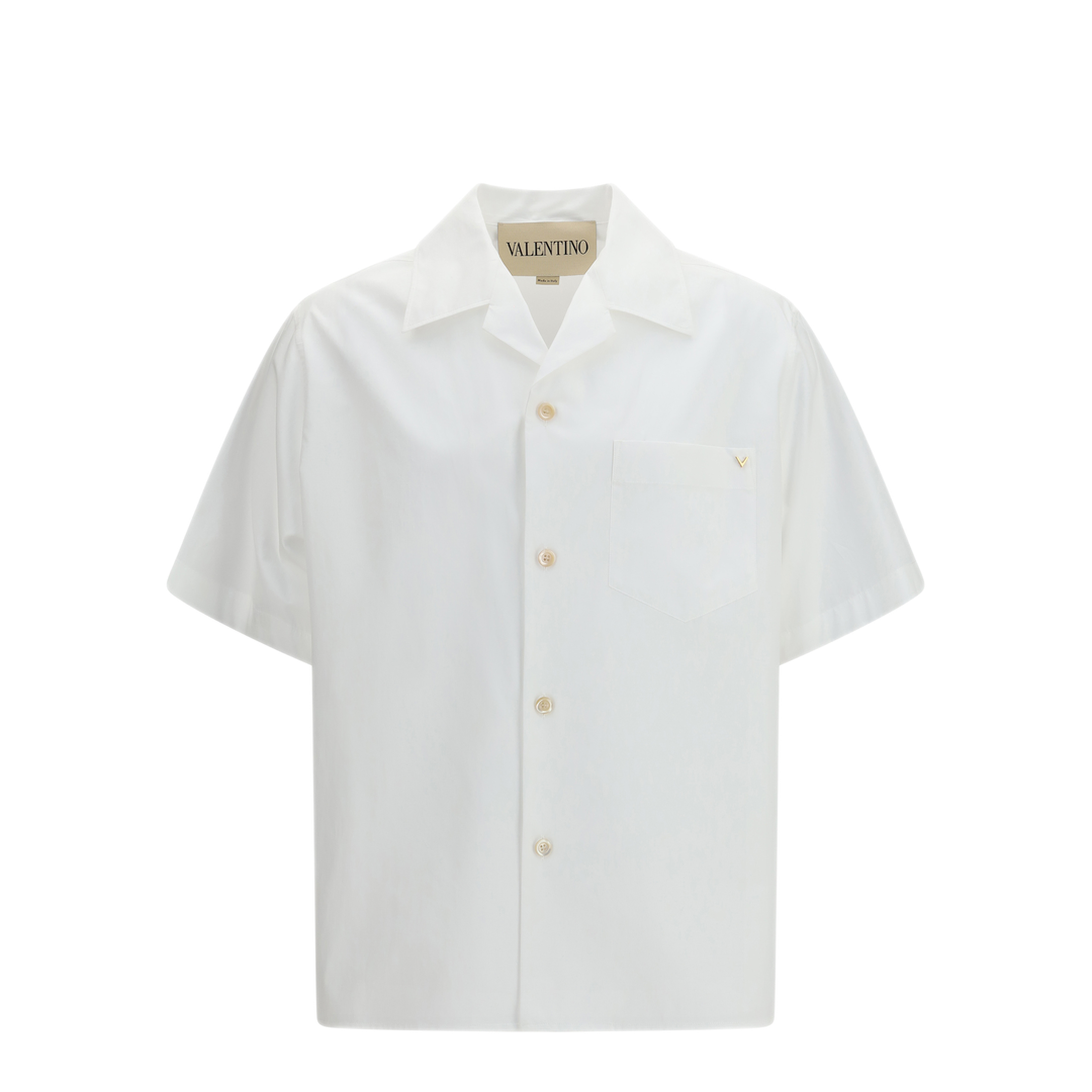 MAYFEYR - Valentino - Cotton Poplin Bowling Shirt With Vgold - 8V0AA1134WW0BO