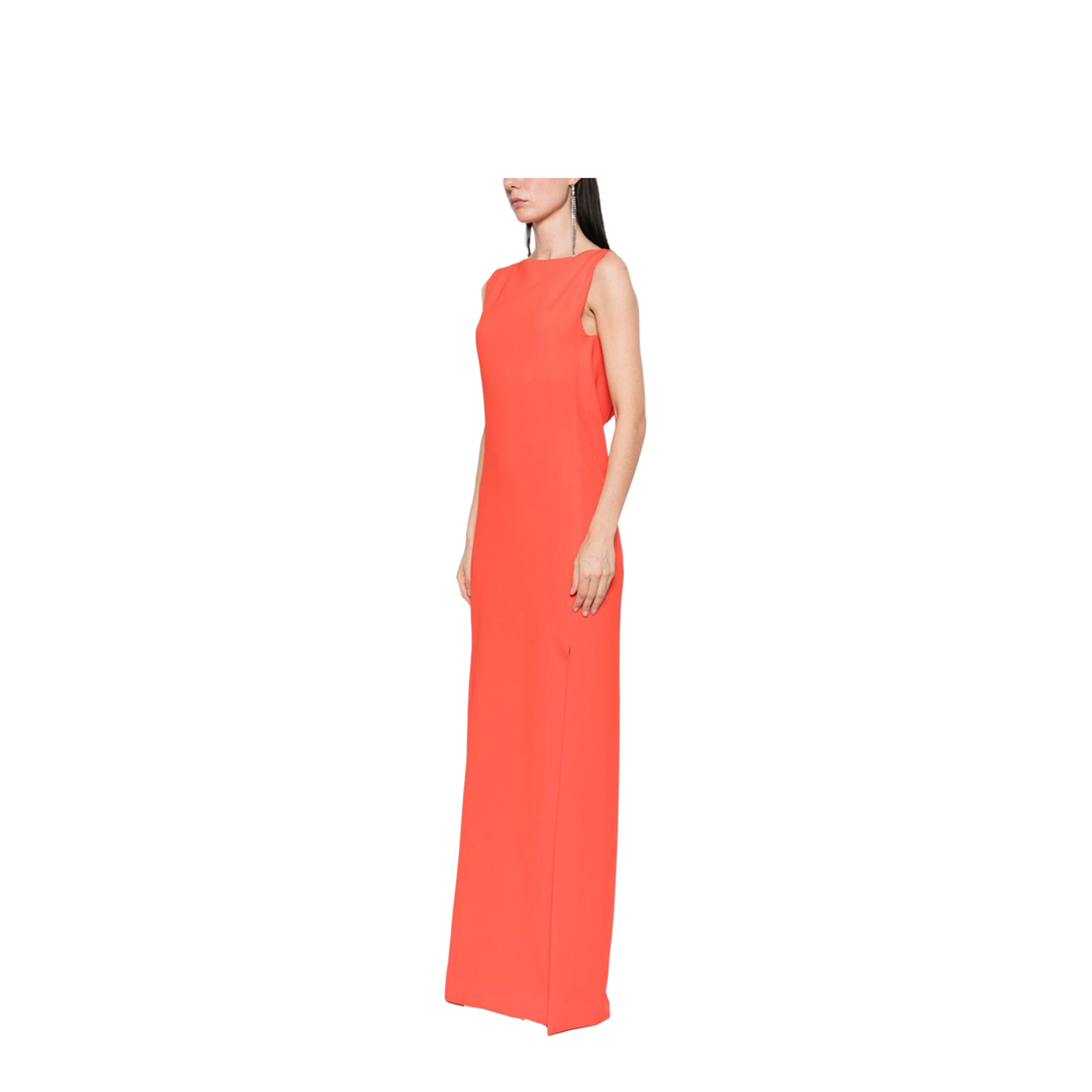 Burnt Orange Open Back Sleeveless Knot Detailing Dress