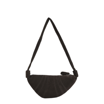 Small Croissant Bag Calf Leather Shoulder Bag - Ebony Brown