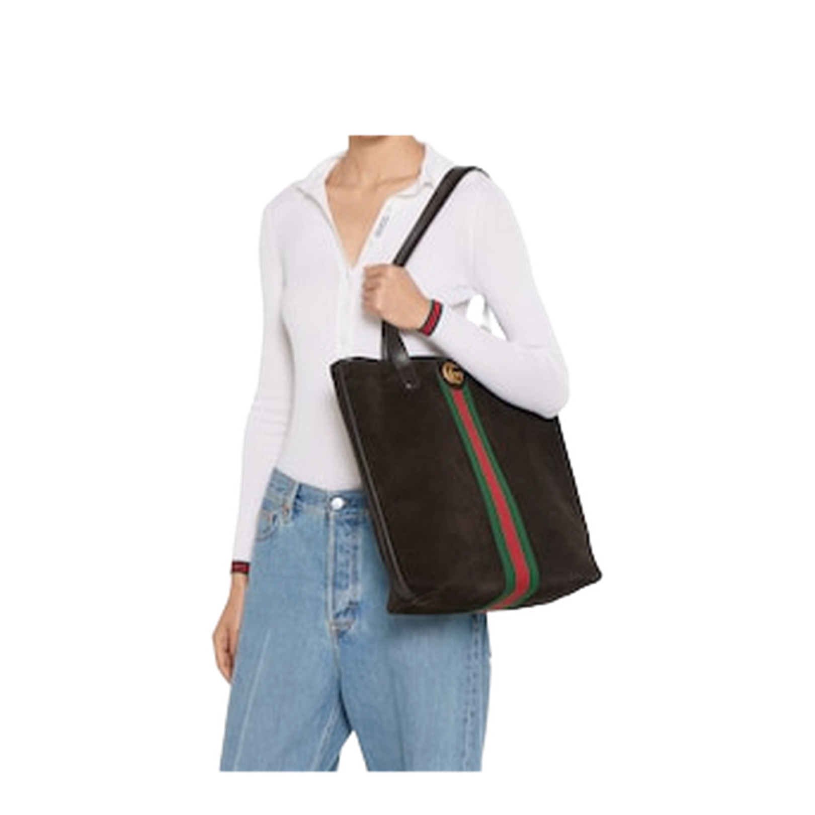 Ophidia Medium Tote Bag in Dark Brown Suede