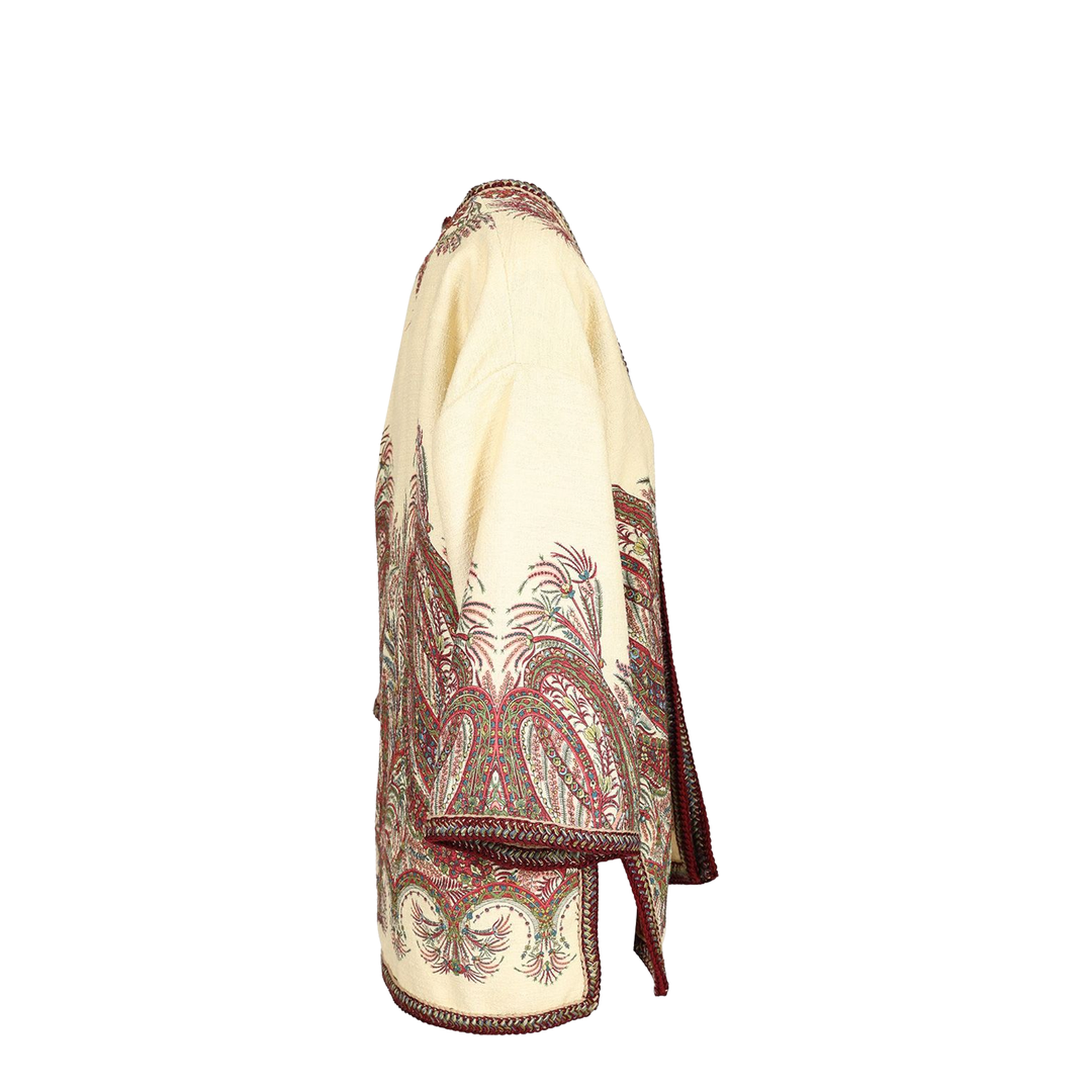 Cream Multicolor Paisley Print Short Sleeve Shirt