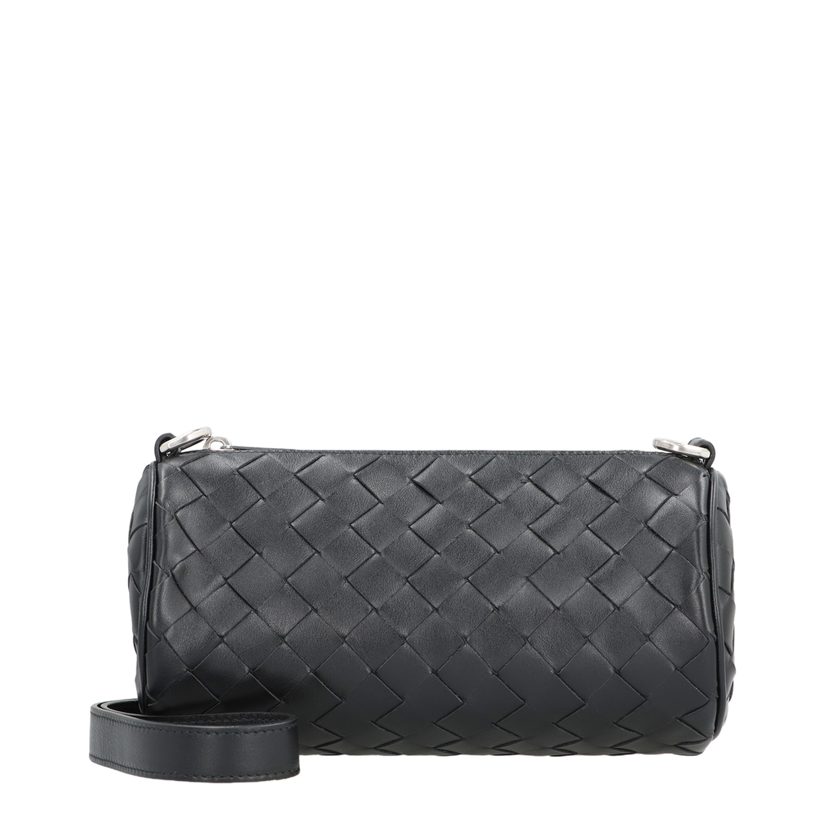 Barrel Mini Leather Crossbody Bags - Black