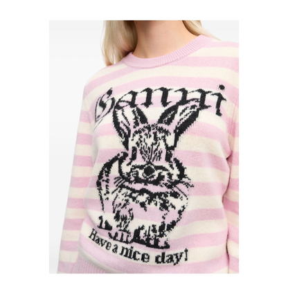 Striped Graphic Wool Mix Bunny Knit