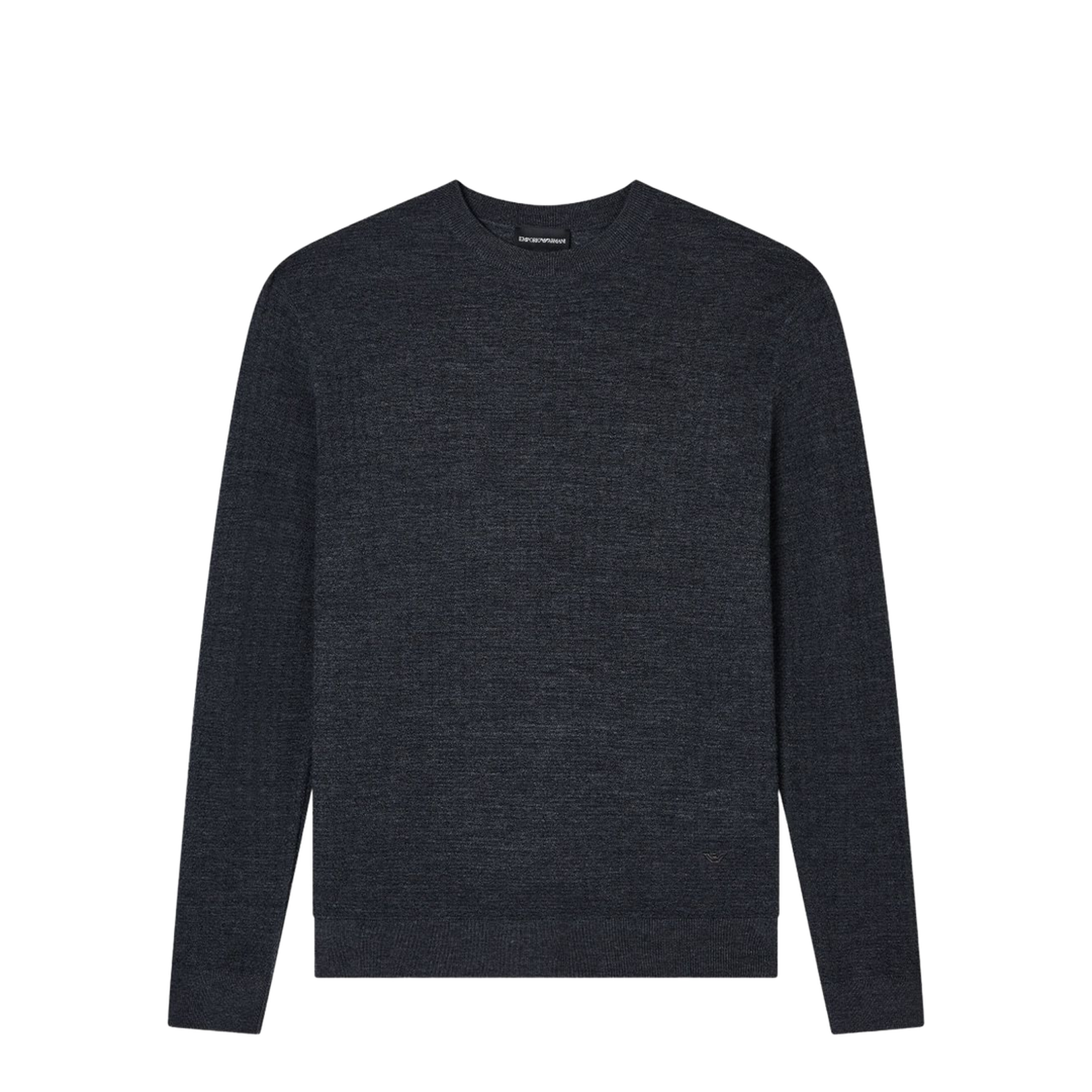 Dark Grey Textured Knit Round Neck Long Sleeve Top