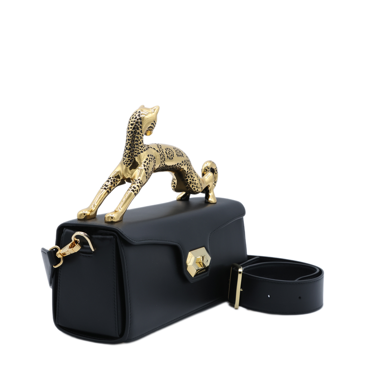 Pencil Cat Small Calf Leather Handbag - Black