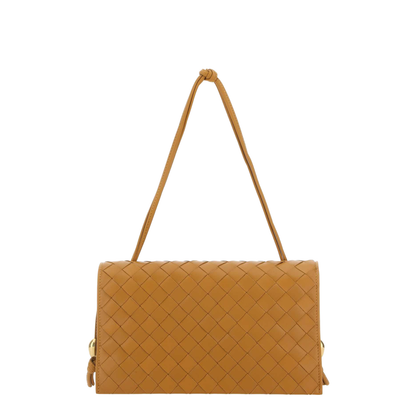 Intrecciato Leather Shoulder Bags - Gold