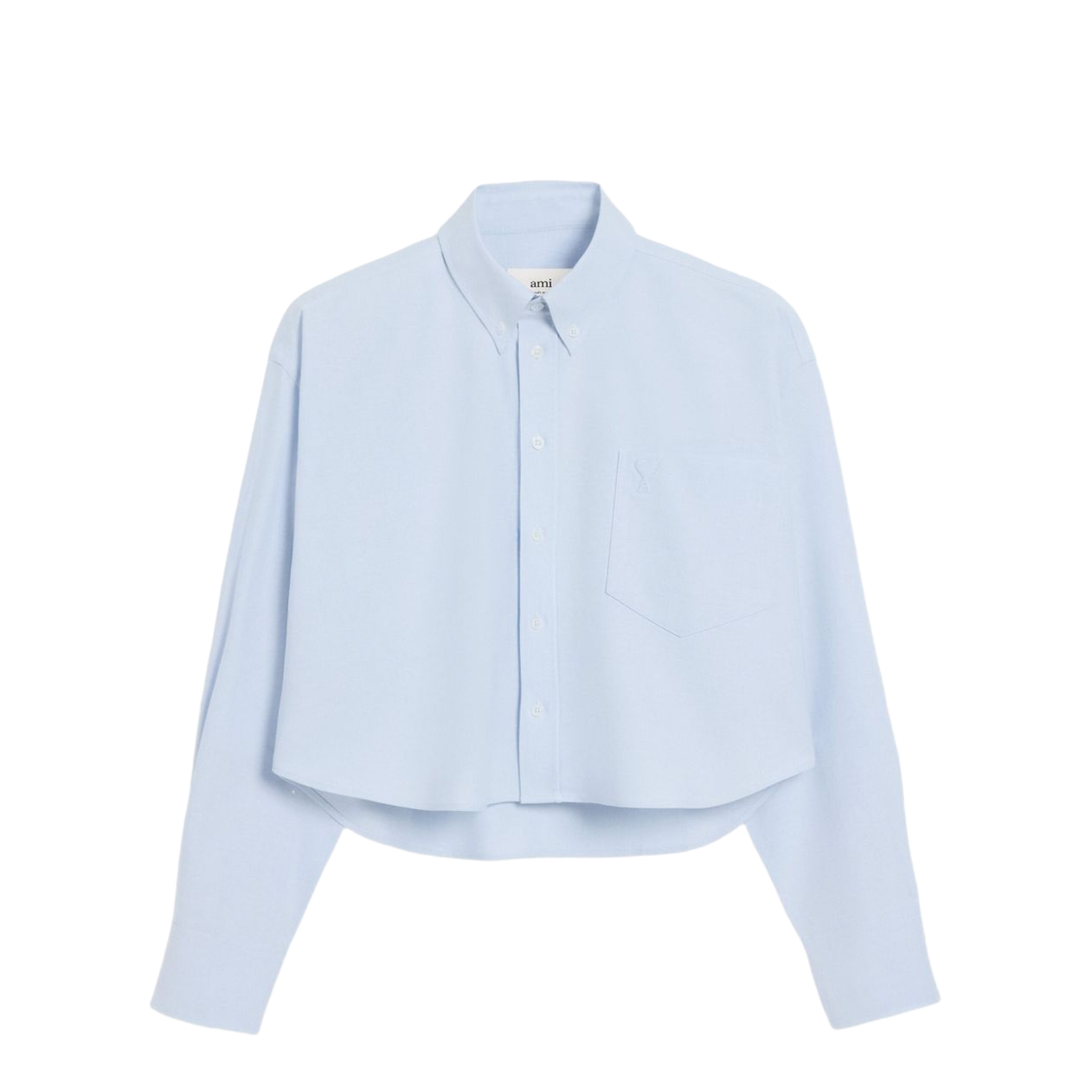 Blue Cotton Cropped Oversized Shirt