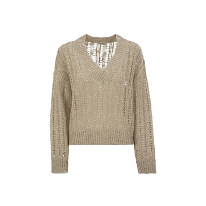 Silk and linen V-neck sweater