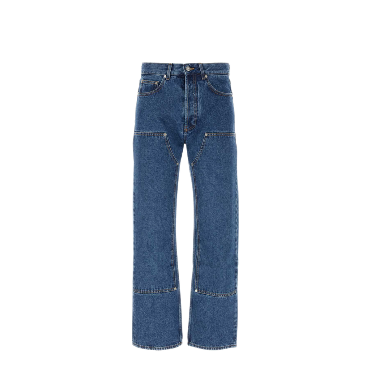 MAYFEYR - Palm Angels - Blue Denim Logo Pants - PMYA043R24DEN0044010