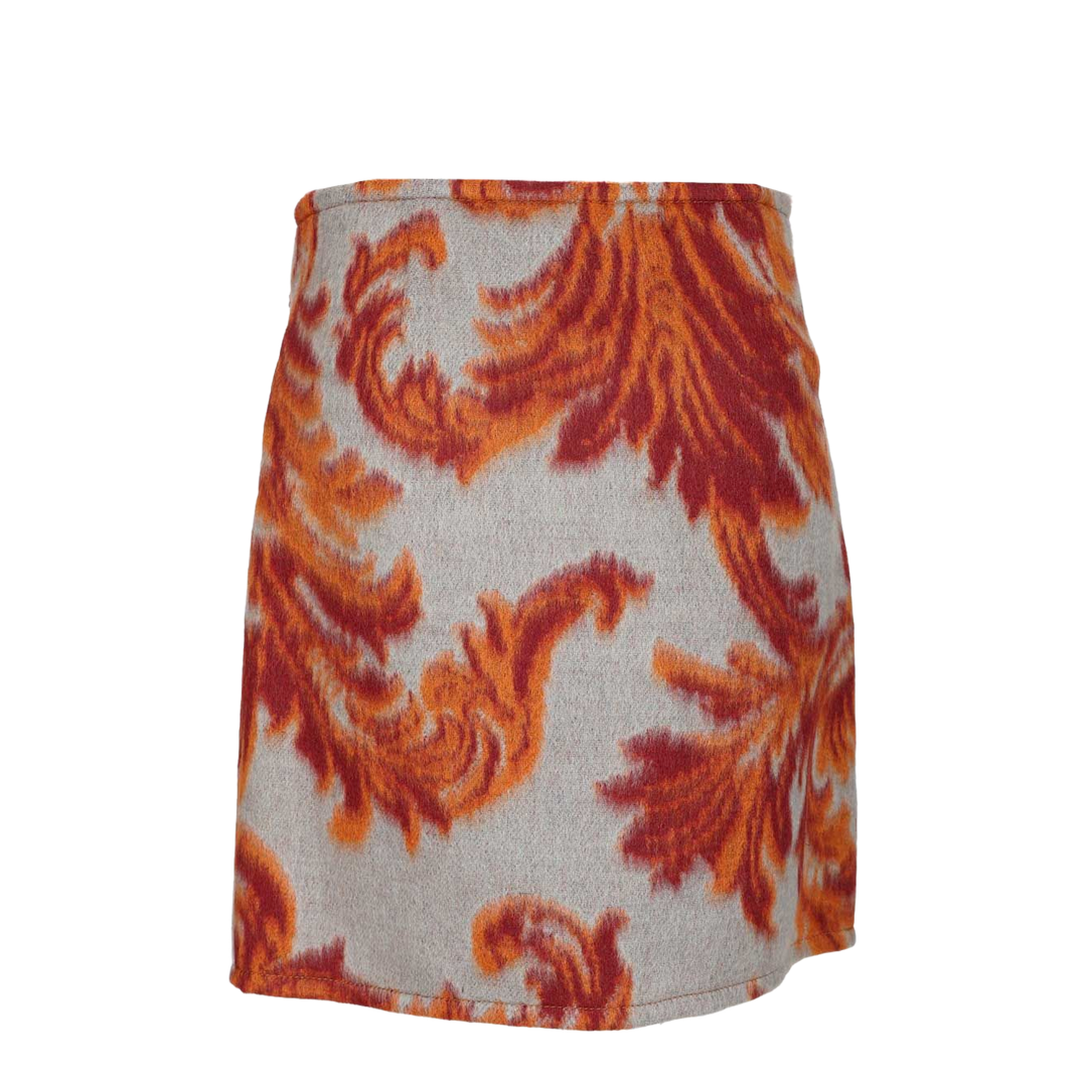 Wool-Blend Mini Skirt with Leafy Motif