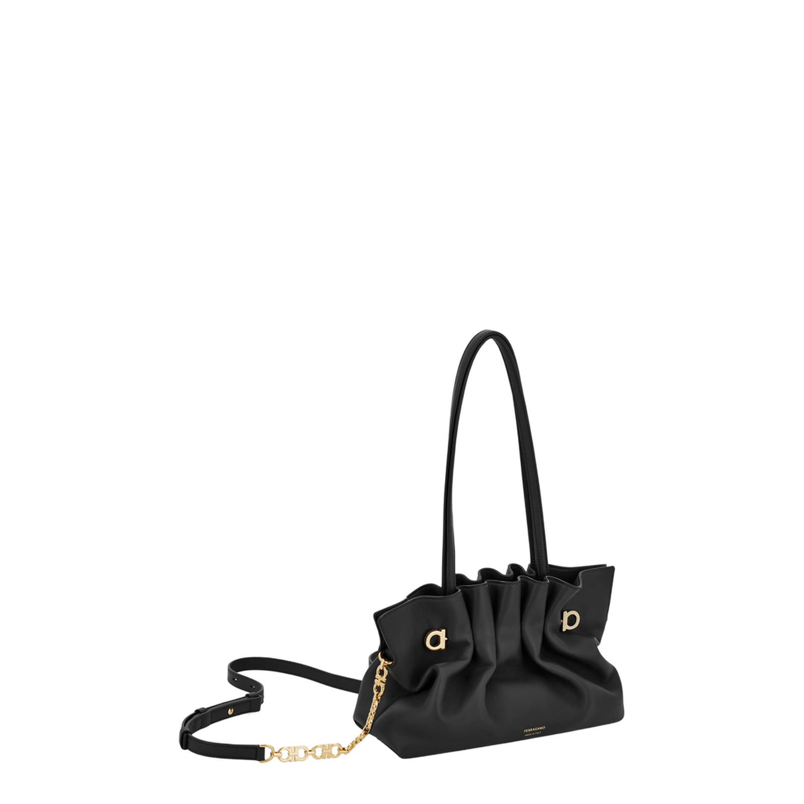 Black Pebbled Leather Shoulder Bag