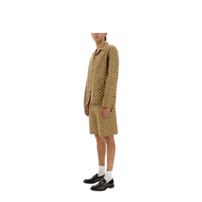 Canvas Jacket in Camel and Dark Brown