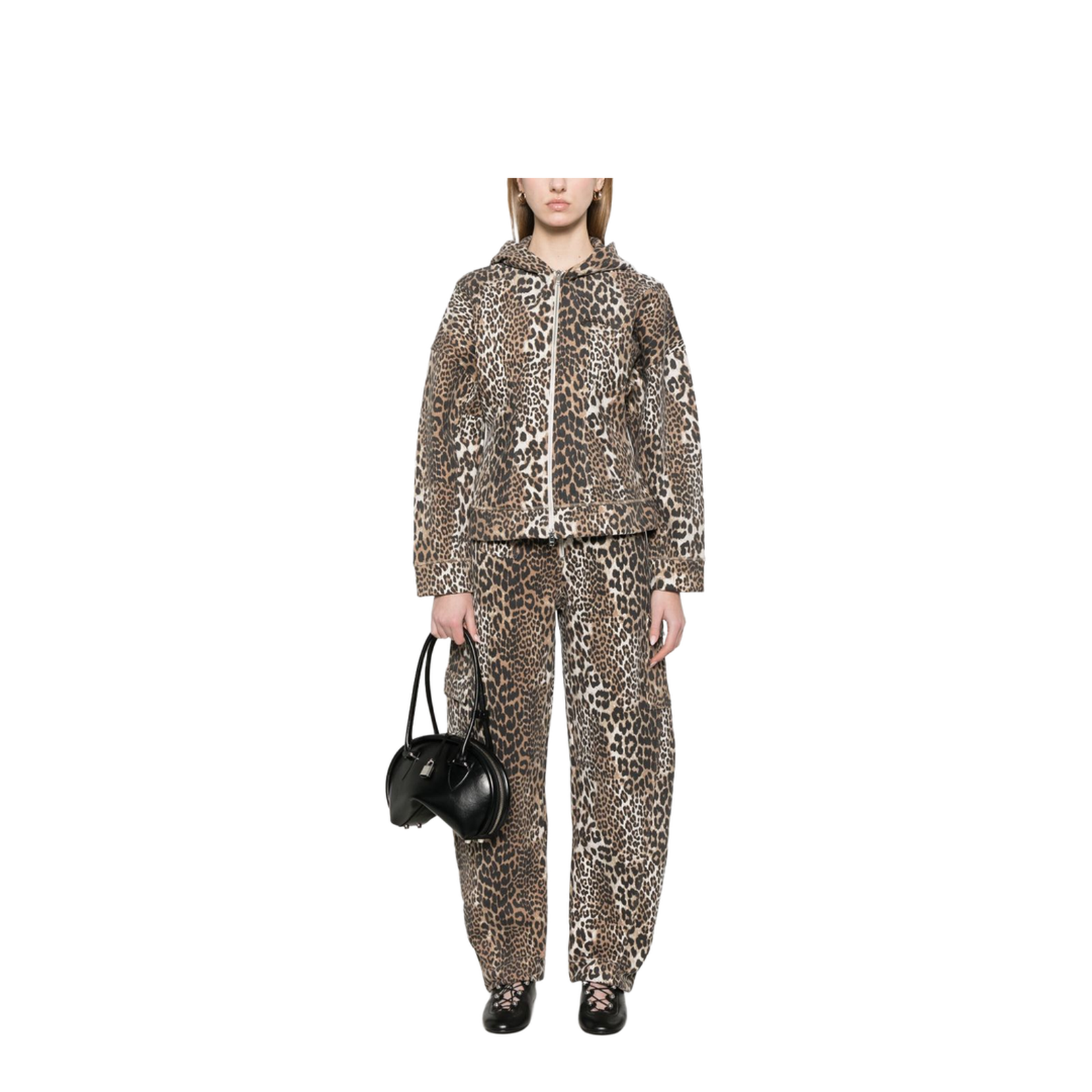 Leopard-Print Hooded Vest Brown