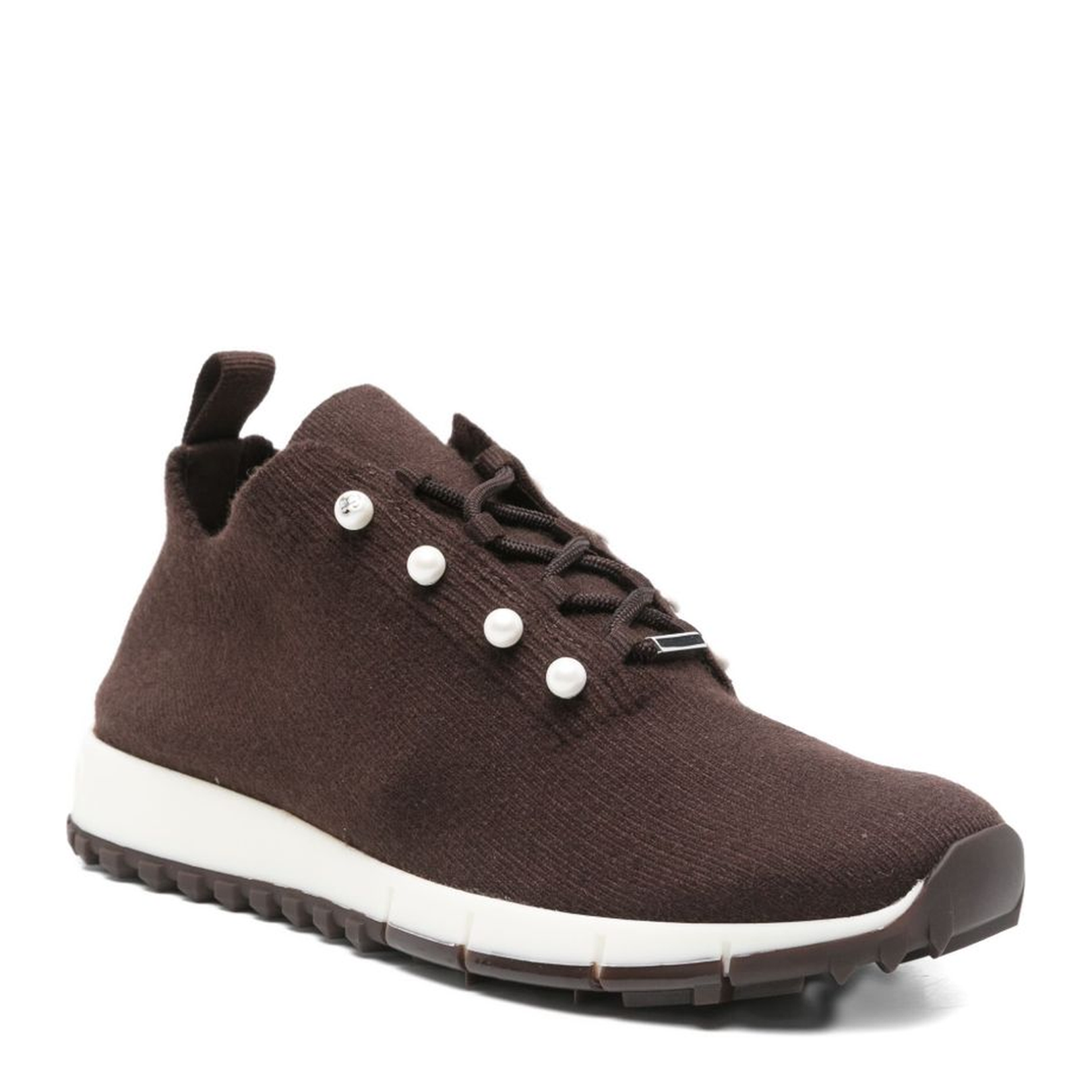 Chocolate Cashmere Melange Knit Trainers