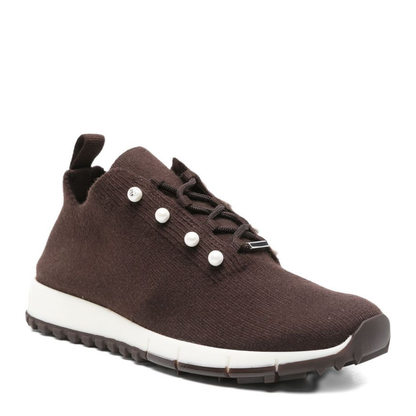 Chocolate Cashmere Melange Knit Trainers