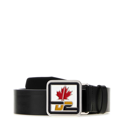 MAYFEYR - Dsquared2 - Black Leather D2 Patch Belt - BEM0734129000012124