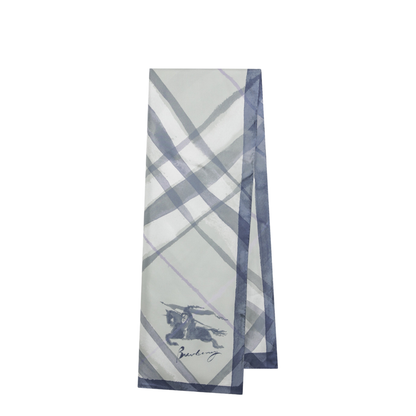 Large Watercolour Check Silk Scarf In Green