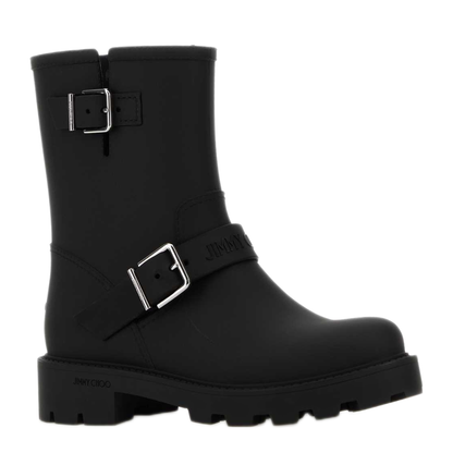 MAYFEYR - Jimmy Choo - Biker Rain Black Rubber Ankle Boots - BIKERRAINTPYBLACK