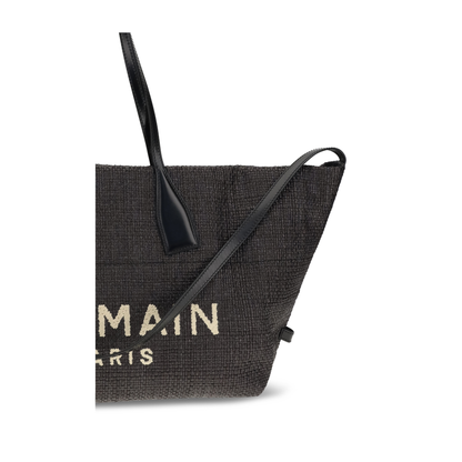 MAYFEYR - Balmain - Track Shoulder Bag In Leather And Raffia - GN1FI015TRAA