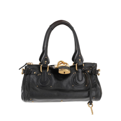 Paddington Grained Buffalo Leather Shoulder Bag - Black