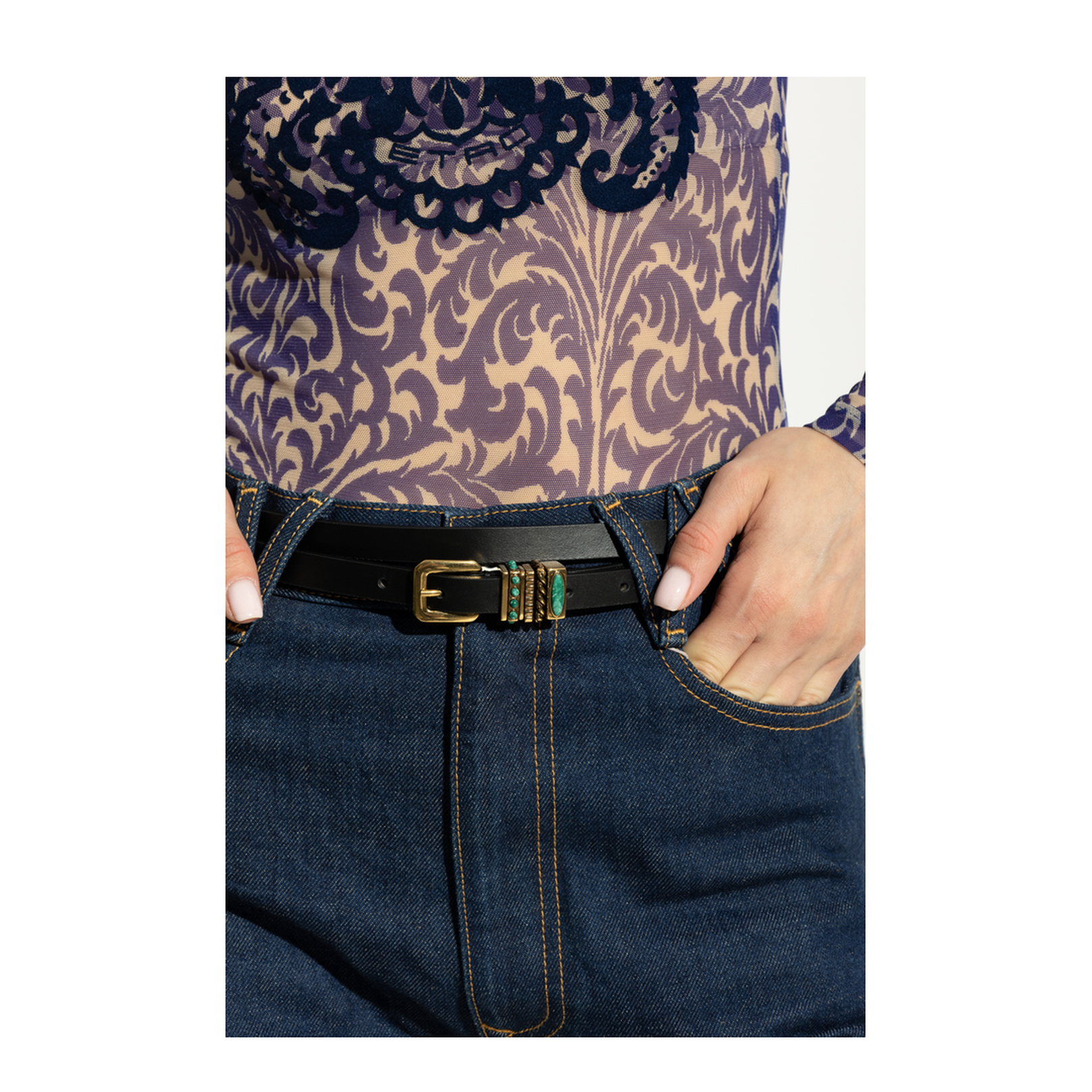 Leather Belt with Jewel Stones