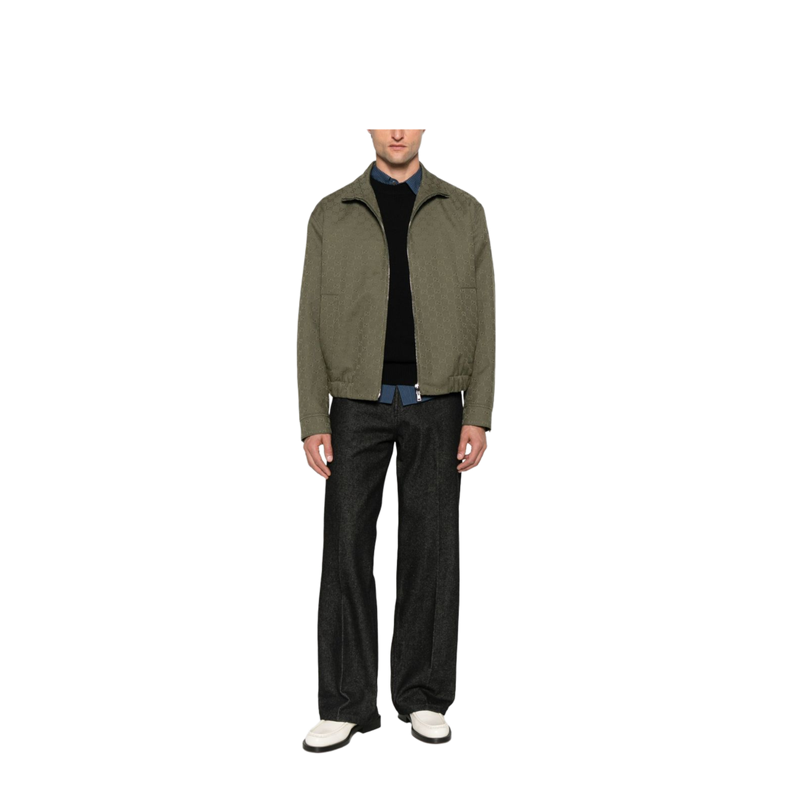 Canvas Bomber Jacket in Forest Green