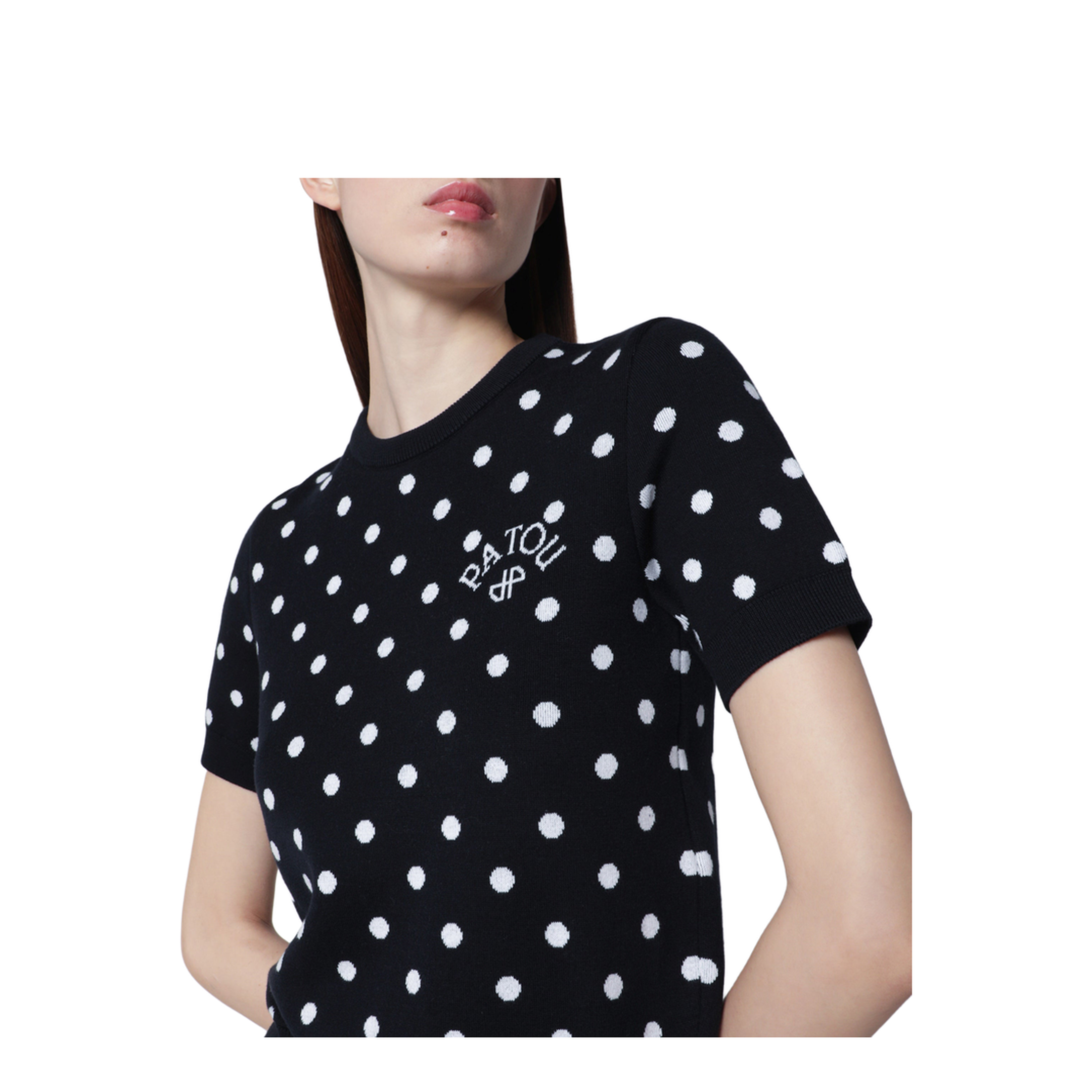 Polka-dot T-shirt in eco-responsible cotton blend