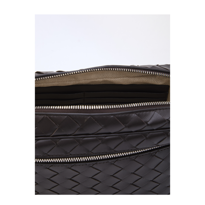 Intrecciato Small Leather Pouch - Brown