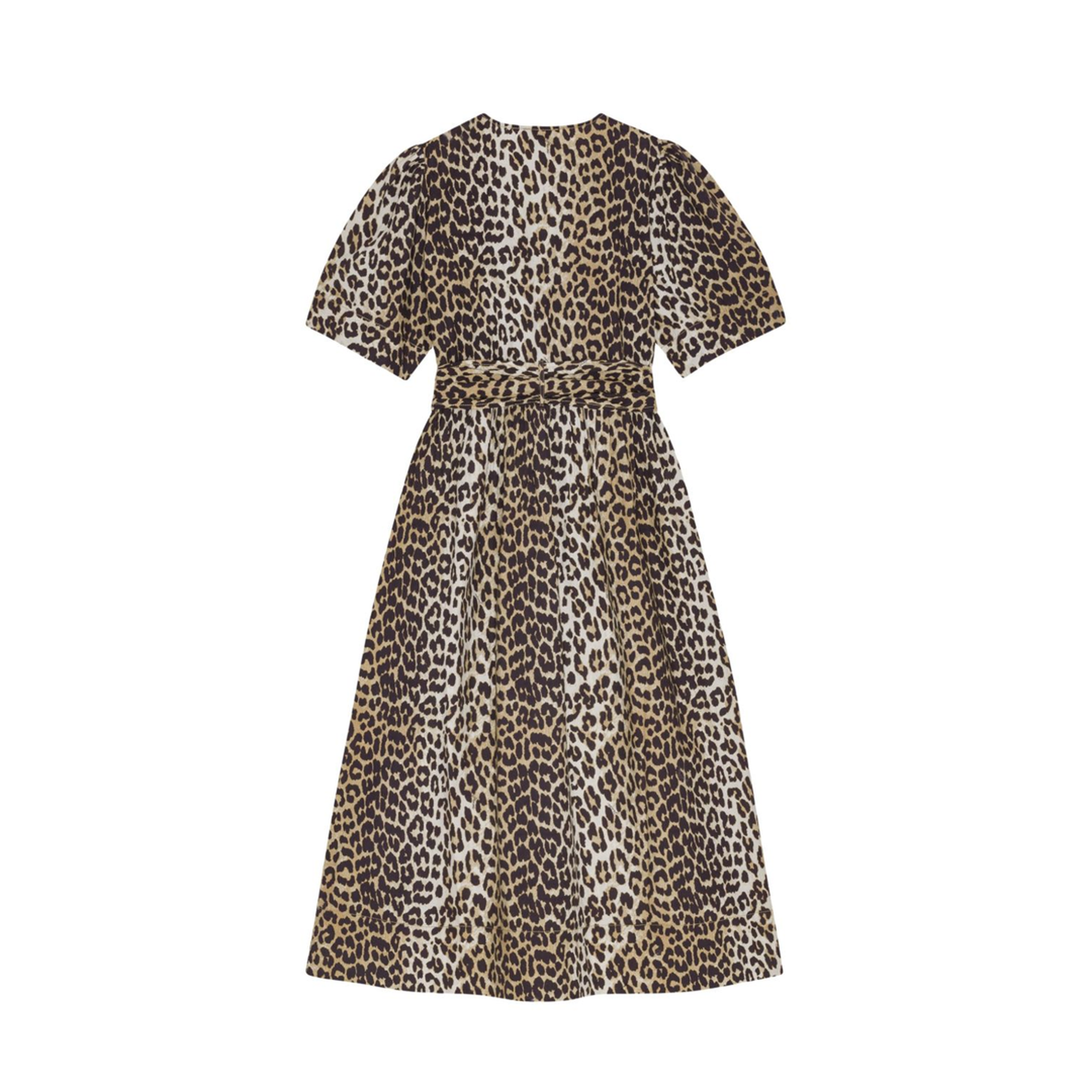 Leopard Print Tie Strap Midi Dress In Brown